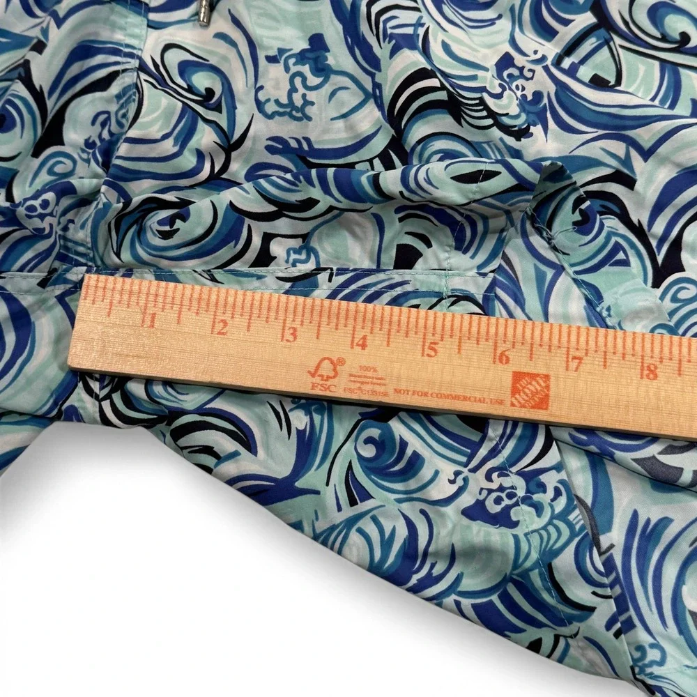 Brooks‎ Brothers Blue Wave Print Swim Trunks Mesh Lining Mens Large Shorts